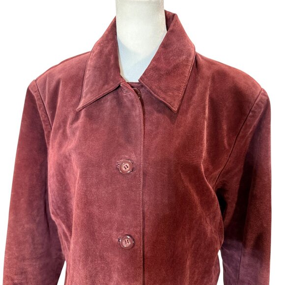 Women's Burgundy Leather Jacket - Picture 5 of 7